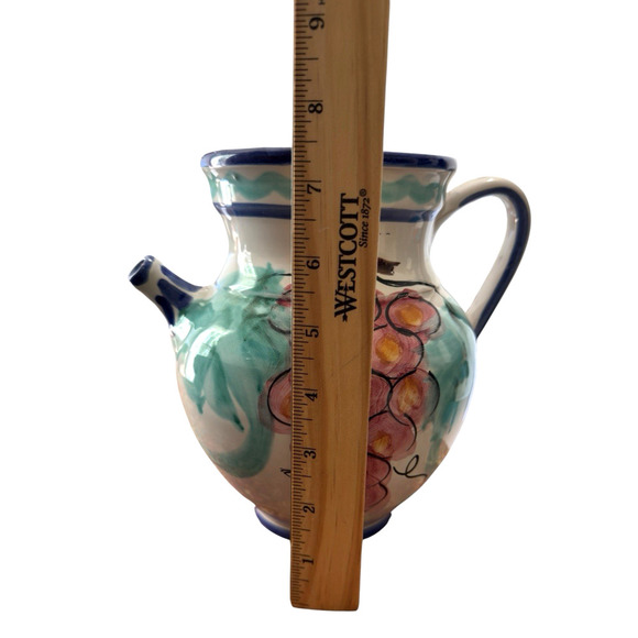 Vintage Vietri Hand Painted  Wine Jug Ceramic Vino Pitcher Made in Italy - Picture 10 of 13